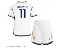 Real Madrid Rodrygo Goes #11 Replika Hemmatröja Barn 2023-24 Kortärmad (+ Korta byxor)
